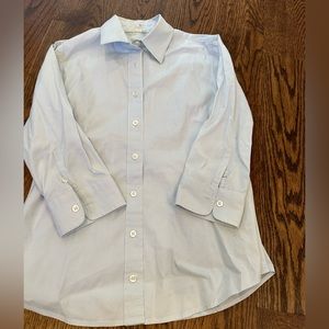 J CREW Petite Small pale blue cotton dress shirt with 3/4 sleeves